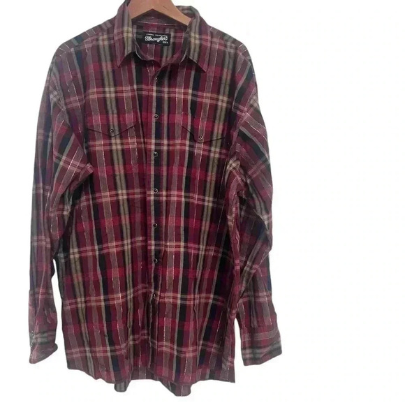 Wrangler Men’s Pearl Snap Long Sleeve Shirt Red Plaid Western Size 2XL - Picture 1 of 5